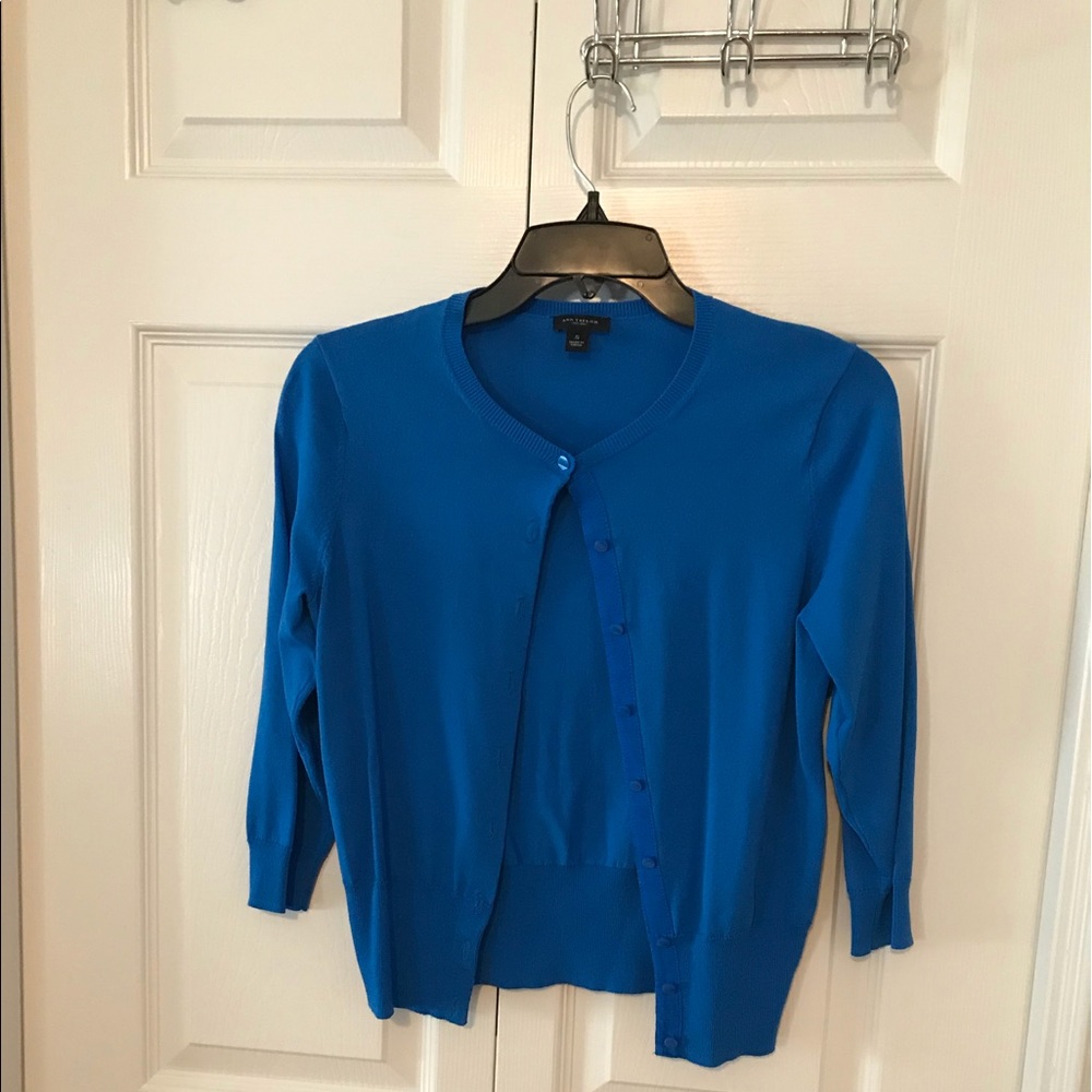 EUC Anika blue 3/4 sleeve button up cardigan